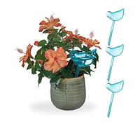 Relaxdays Lot de 4 Globes d’arrosage, Irrigation Automatique, arrosoirs bulbes en Forme d’Oiseau, 200 ML chacun, Bleu