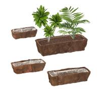 Relaxdays Jardinières, 4 Tailles, Jardin, Balcon & Rebord fenêtre, Cache-Pots décoratifs Film Plastique, Nature