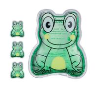 Relaxdays Poches de Gel pour Enfants, Lot de 4, compresses à Effet Froid ou Chaud, Remplissage Gel, réutilisables, Vert