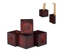 Relaxdays Lot de 4 rehausseurs de meubles en bambou Marron foncé 9,4 cm