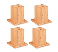Relaxdays Lot de 4 rehausseurs en bambou