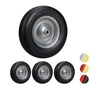 Relaxdays Lot de 4 Roue de brouette 4.80 4.00-8, Roue en Caoutchouc, Roue de Secours, Jante, Diable 100 kg Charge, Noir/Gris