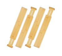 relaxdays Lot de 4 séparateurs de tiroir, bambou, diviseur de meuble réglable pour couverts, bureau, 6 x 55 cm, naturel