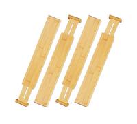 relaxdays Lot de 4 séparateurs de tiroir, bambou, diviseur de meuble réglable pour couverts, bureau, 6 x 55 cm, naturel