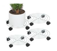 Relaxdays Lot de 4 supports pot de fleurs