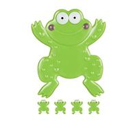 Relaxdays Lot de 5 Stickers de Salle de Bain, Design Grenouille, avec ventouses, Enfants, Baignoire & Douche, PVC, Vert