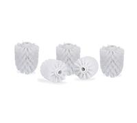 Relaxdays Lot de 5 têtes de Rechange pour Brosse WC, Orifice intérieur 12 mm, Diamètre 8 cm, Plastique, Blanc