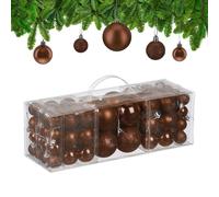 Relaxdays Boule de Noël, lot Pratique de 76, en Plastique, pour décorer Votre Sapin comme il se Doit, Marron