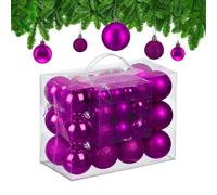 Relaxdays Boule de Noël, lot Pratique de 50, en Plastique, pour décorer Votre Sapin comme il se Doit, Violette