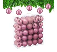 Relaxdays Boule de Noël, lot Pratique de 50, en Plastique Robuste, pour Le Sapin, diamètre : 6 cm, Rose