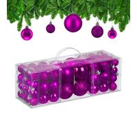 Relaxdays Boule de Noël, lot Pratique de 76, en Plastique, pour décorer Votre Sapin comme il se Doit, Violette