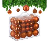 Relaxdays Boule de Noël, lot Pratique de 50, en Plastique, pour décorer Votre Sapin comme il se Doit, Orange