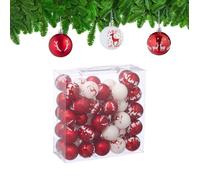 Relaxdays Lot de 50 Boules de Noël sur Le thème du Renne, en Plastique, diamètre de Chaque : 6 cm, Rouge et Blanc