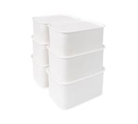 Relaxdays Bac de rangement Lot de 6 avec couvercle Plastique 5 litres Blanc 13×26,5×19 cm