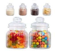 Relaxdays lot de 6 bocaux en verre, 700 ml, couvercle, pour aliments dans la cuisine, candy bar, hermétique, transparent