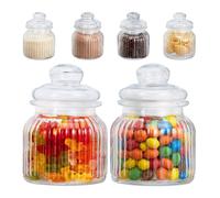 Relaxdays lot de 6 bocaux en verre, 700 ml, couvercle, pour aliments dans la cuisine, candy bar, hermétique, transparent