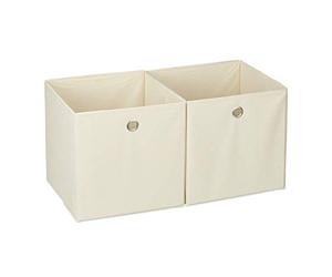 Relaxdays Lot de 6 boîtes de rangement en tissu carré pour étagère - 30 x 30 x 30 cm - Beige