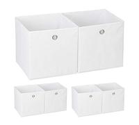 relaxdays 6 x Boîte de rangement en tissu blanc