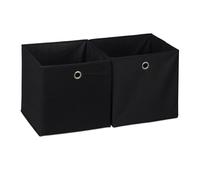 Relaxdays Lot de 6 boîtes de rangement en tissu carré pour étagère - 30 x 30 x 30 cm - Noir