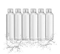 Relaxdays lot de 6 bouteilles d’eau en verre, avec housse, 500ml, pour lave-vaisselle, étanche, transparent / noir