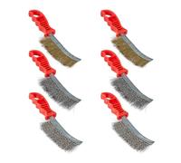 Relaxdays Lot de 6 brosses métalliques, 2 de Chaque : Acier, Acier Inoxydable & Laiton, avec poignée, coloré