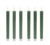 Relaxdays Bougies LED Flamme vacillante, Cire véritable, rainurées, sans Flamme, Lot de 6, 25 x 2 cm, Kaki