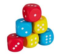 Relaxdays Lot de 6 dés en Mousse, HxLxP: 7,5x7,5x7,5 cm, crèche, école, Cubes de Jeu pour Enfants, ludiques, Multicolore