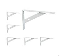 Relaxdays Lot de 6 équerres murales, supports pour le mur, métal, cornières en métal, HxLxP : 9,5x1,5x15 cm, blanc