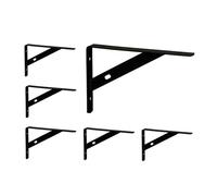 Relaxdays Lot de 6 équerres murales, Supports pour Le Mur, métal, cornières en métal, HxLxP : 9,5x1,5x15 cm, Noir