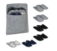 Relaxdays Lot de 6 Paires de Pantoufles pour Les invités, Semelle antidérapante, en Feutre, Pochette, Multicolore