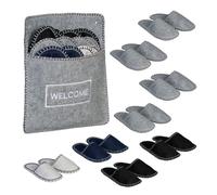 Relaxdays Lot de 6 Paires de Pantoufles pour Les invités, Semelle antidérapante, Feutre Robuste, Pochette, Multicolore