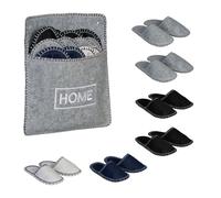 Relaxdays Lot de 6 Paires de Pantoufles pour Vos invités, Semelle antidérapante, Feutre, Pochette Pratique, Multicolore