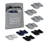 Relaxdays Lot de 6 Paires de Pantoufles pour Les invités, Semelle antidérapante, Feutre Robuste, Pochette, Multicolore