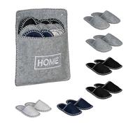 Relaxdays Lot de 6 Paires de Pantoufles pour Vos invités, Semelle antidérapante, Feutre, Pochette Pratique, Multicolore