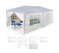 Relaxdays Parois latérales pour tonnelle – Lot de 6, 2x3 m, PE étanche, fenêtres & porte, blanc