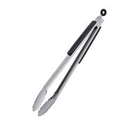 Relaxdays Lot de 6 Pinces à Barbecue, INOX, Manche Bois, Argent/Noir