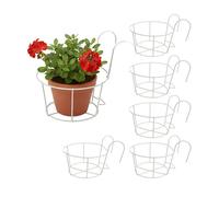 Relaxdays Pots de fleurs suspendus – 6 pièces, fer blanc antirouille, 21×20×26 cm pour balcon