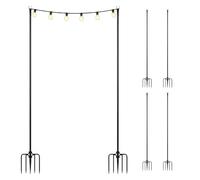Relaxdays Lot de 6 tiges pour guirlandes, 3m, Jardin, extérieur, Noir | Potence d'éclairage, 2-en-1, pour sol et clôture, Light Pole, en fer