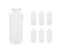 Relaxdays, Set de 6 vases, Motif Losange, Vintage, en Verre, H x D : 13 x 5 cm, Mini-vases décoratifs Transparents