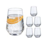 Relaxdays Lot de 6 verres à eau, 390 ml, compatibles lave-vaisselle, pour eau, soda et jus, verres à boire, transparents
