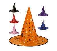 Relaxdays Chapeau de sorcière, Lot de 6, Couverts de Jolies étoiles, pour Halloween ou Carnaval, Multicolore