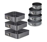 Relaxdays Lot de 7 moules à charnière, ronds & carrés, 18-28 cm, acier inoxydable, revêtement antiadhésif, anthracite