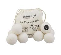 Relaxdays Lot de 8 Boules pour sèche-Linge, Laine de Mouton, balles durables, pour Un séchage Rapide, Blanc