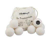 Relaxdays Lot de 8 Boules pour sèche-Linge, Laine de Mouton, balles durables, pour Un séchage Rapide, Blanc