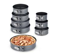 Relaxdays Lot moules à charnière, 8 Plats, diamètre: 14/16/18/20/22/24/26/28 cm, inoxydables, antiadhésifs, Anthracite