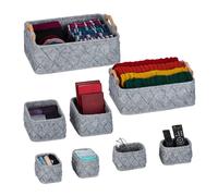Relaxdays Panier de Rangement, 8 pièces, 4 Tailles différentes, boîte en Feutre, pour l’Armoire, Gris Clair