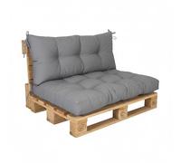 Relaxdays Lot de Coussins pour palettes, Coussin d'assise : 126 x 85 cm et Dossier H : 42 x 126 cm, extérieur, pour Meubles en palettes, Gris