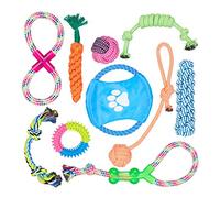 relaxdays Lot de Jouet pour Chiens avec 10 pièces, Corde, Objet à secouer, pour canin, Petits et Moyens, colorés