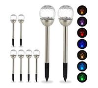 Lot de Lampes solaires LED, Lot de 8, Piquet, Décoration de Jardin, Eclairage, Changement de Couleur, argenté
