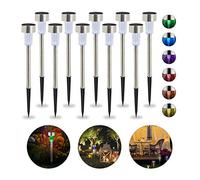Relaxdays Lot de lampes solaires LED, Piquet, Décoration de jardin, Eclairage, Lot de 10, Changement de couleur, argenté